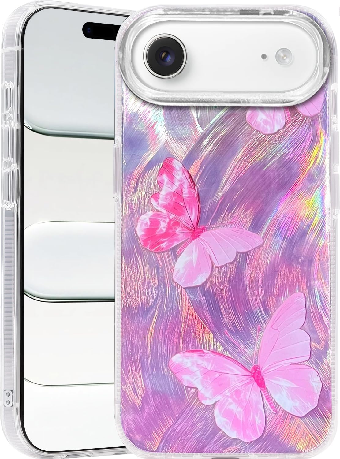 Compatible with iPhone 17 Case,with [Soft Slim][Camera Protection] Cute Fishing Cats Shiny Aesthetic Phone Cover Anti-Yellowing Shockproof Protective Cover for Women Girl