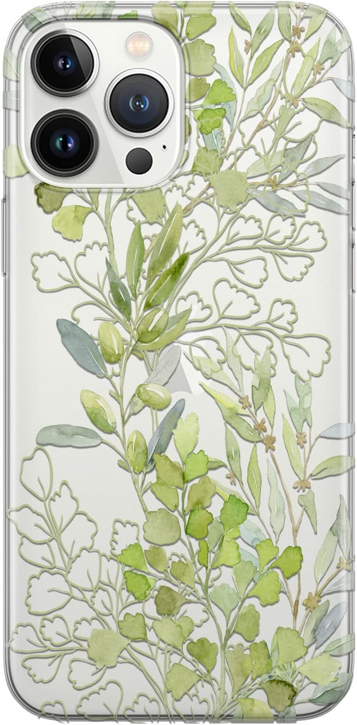 Phone Case Compatible with iPhone 17 Air 16e 15 Pro Max 14 Plus 13 12 Mini SE 11 Lightweight Olive Leaves Shockproof Plants Flexible Botanical Fern Green Herbs Cell Protective Print Floral