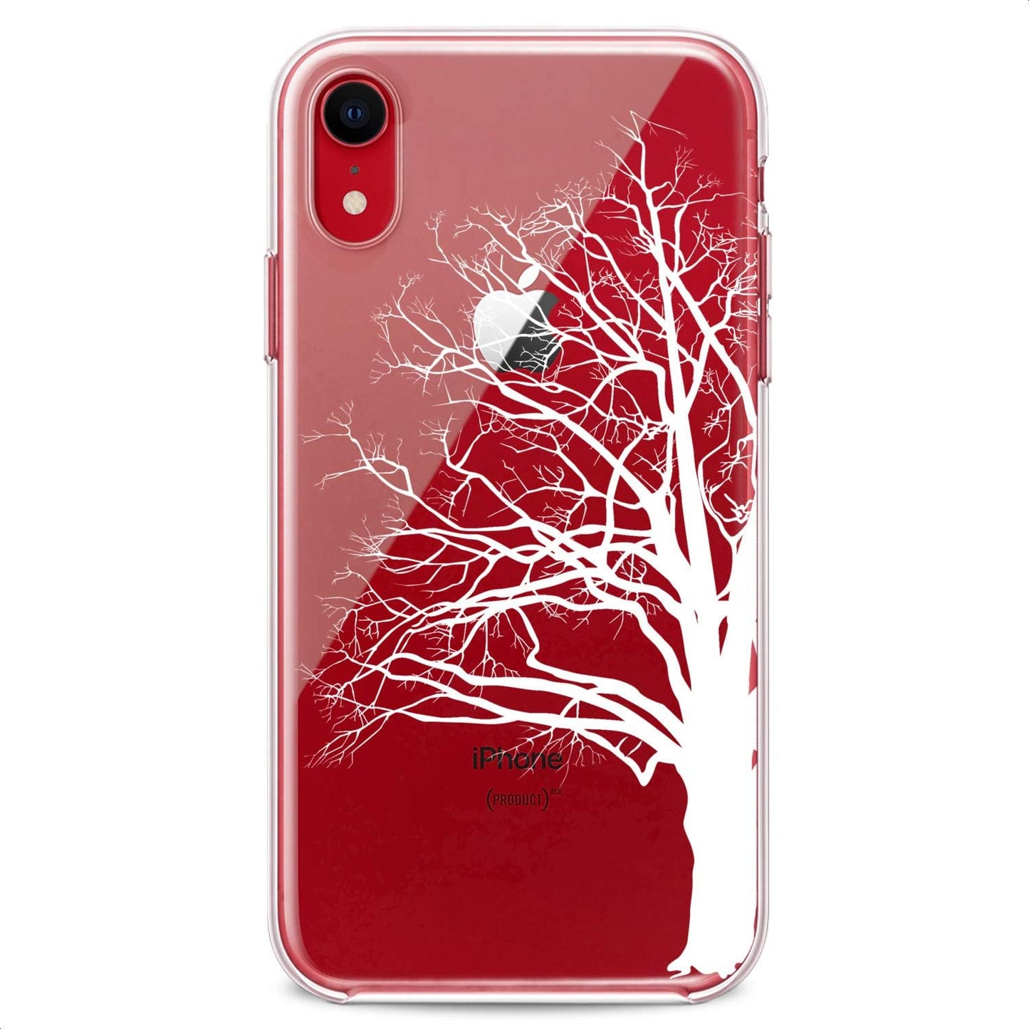 Case Compatible with iPhone 14 13 Pro Max 12 Mini 11 Xs X 8 Plus Xr 7 SE 6s 5 Slim Shadow Plants Lovely Phone Nature Flexible Silicone Print Modern Art Design Trees Cute Soft Clear White