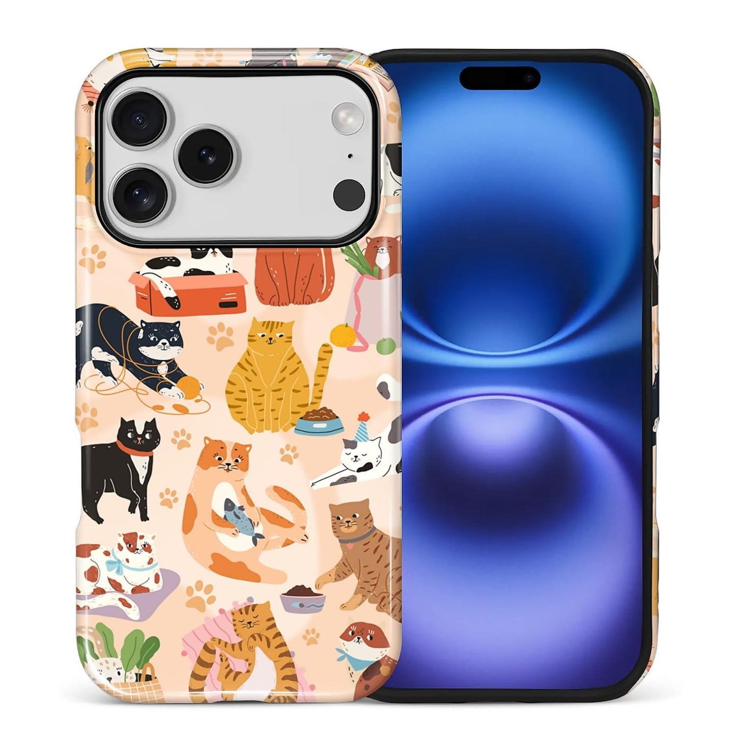 Case for iPhone 15, Shockproof Hybrid Protective Phone Case, Dual-Layer Drop Protection Anti-Scratch, Cozy Cats