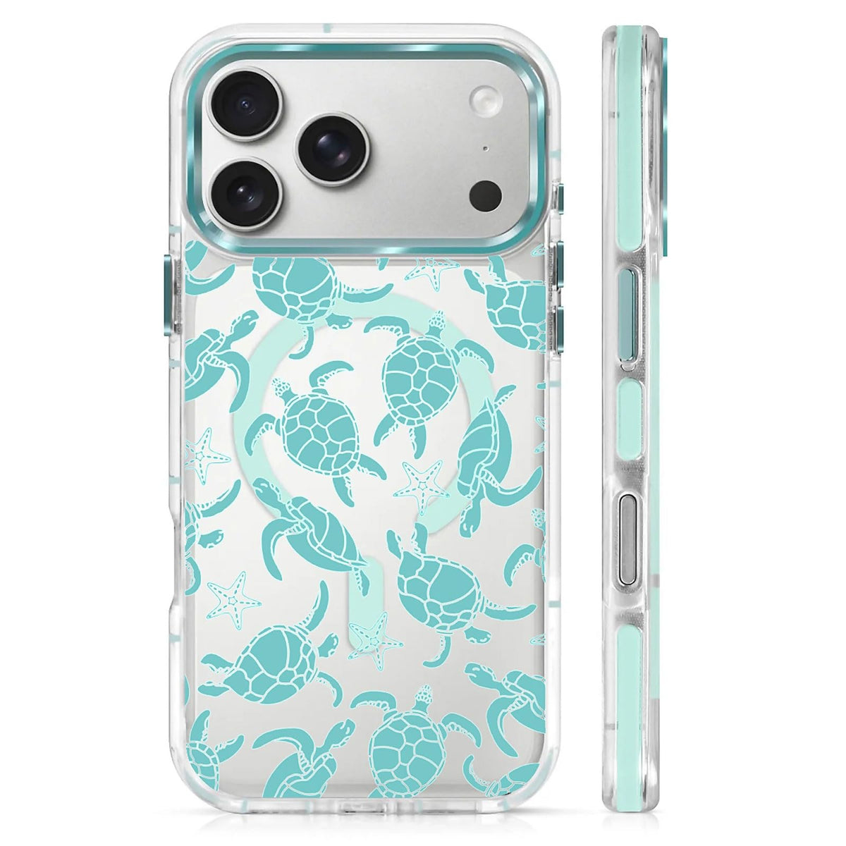 for iPhone 15 Case,Compatible with MagSafe,The Transparent TPU Silicone Protects The Phone Case from Drops, Slips and Fingerprints.Blue Ocean Whale Shark Octopus Turtle Collage