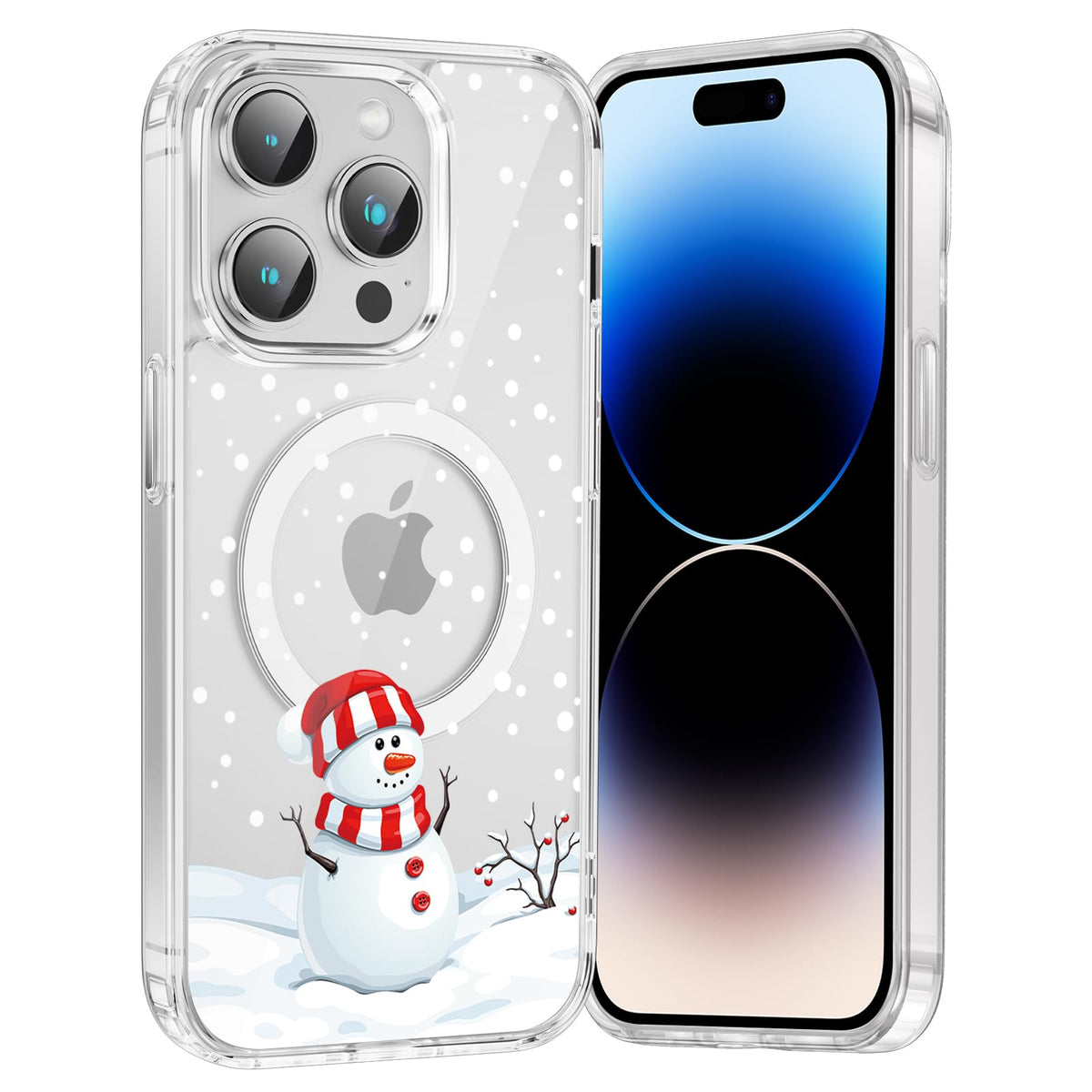 Merry Christmas Snowflake Phone Case for iPhone 13 / iPhone 14 Xmas Clear Magnetic Case 6.1", Compatible with Magsafe, Cute Winter Pattern Design Cover Shockproof Soft TPU Funda for Girl Women