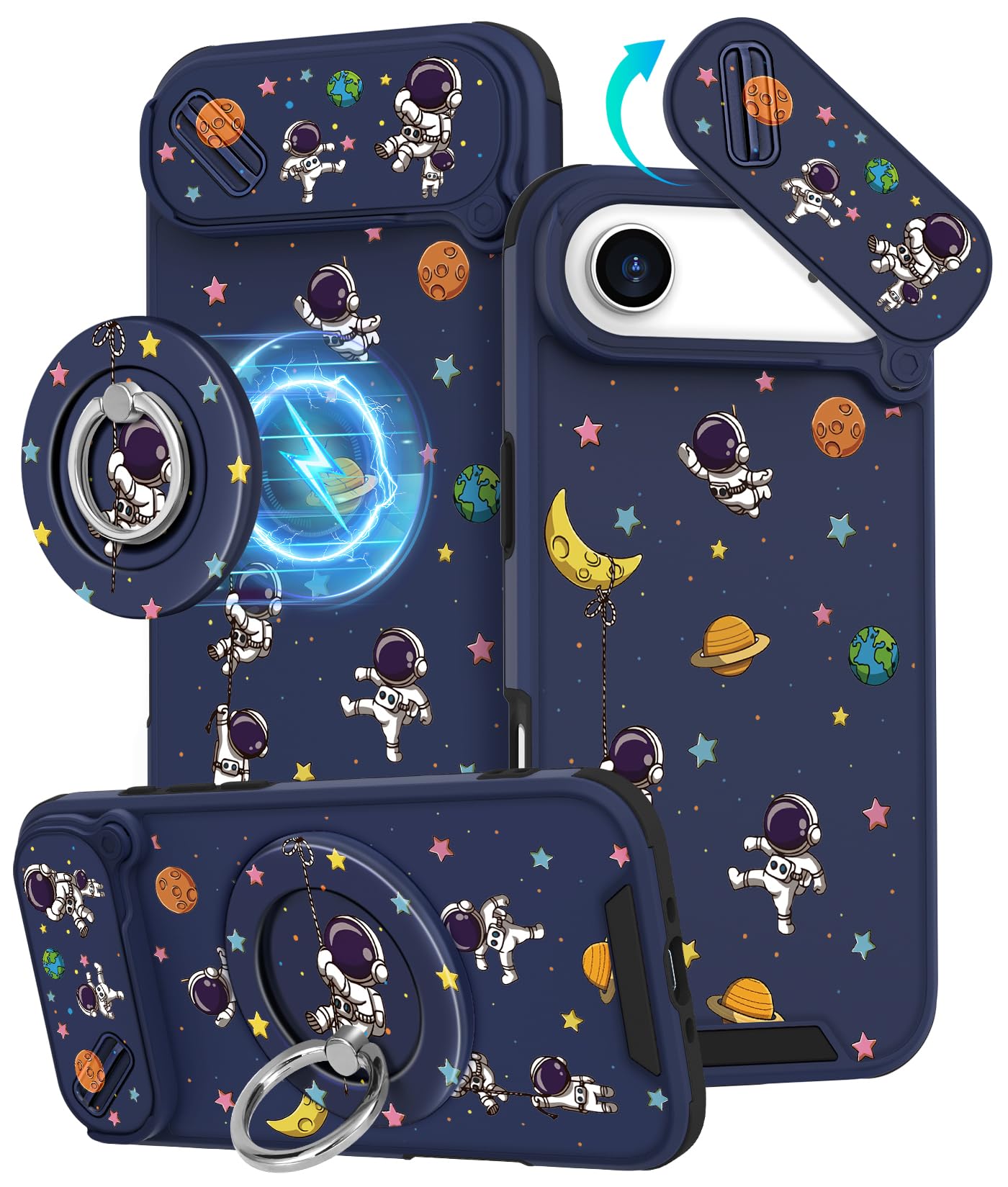 Buleens for iPhone 17 Pro Max Case 6.9 Inch - with Ring Stand & Camera Cover Aesthetic Cute Designed for Women Girls Girly Cartoon Kawaii Dogs Phone Case for iPhone 17 Pro Max Compatible with Magsafe