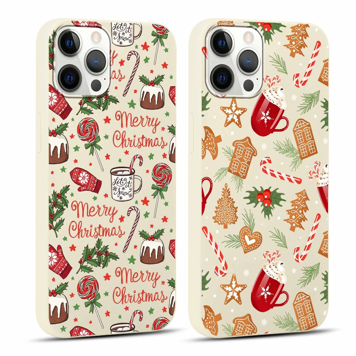 2 Pack Merry Christmas Phone Case for iPhone 16 6.1", Cute Xmas Christmas Tree Pattern Case with Candy Design Christmas Decorations Gifts Shockproof Soft Silicone Cover for Girl Women