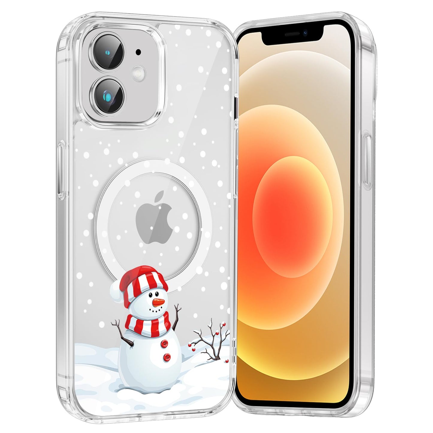 Merry Christmas Snowflake Phone Case for iPhone 13 / iPhone 14 Xmas Clear Magnetic Case 6.1", Compatible with Magsafe, Cute Winter Pattern Design Cover Shockproof Soft TPU Funda for Girl Women