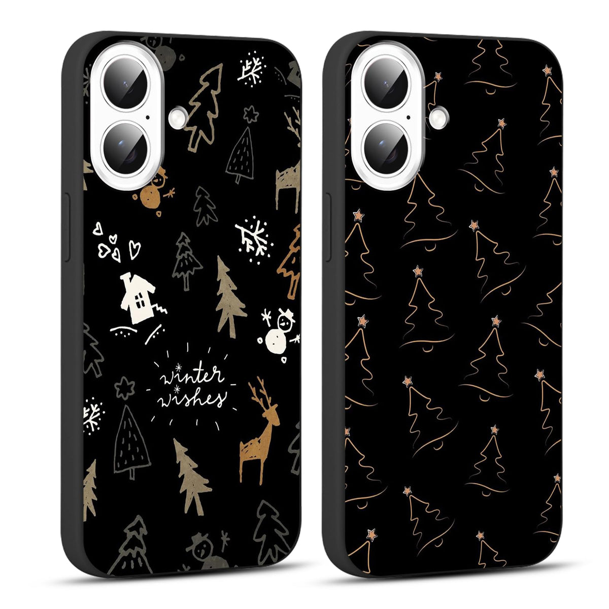 2 Pack Merry Christmas Phone Case for iPhone 13 / iPhone 14 6.1", Cute Red Christmas Truck Car Tree Candy Snowflake Pattern Case Anti-Scratch Shockproof Soft Silicone Gifts Girl Women Cover
