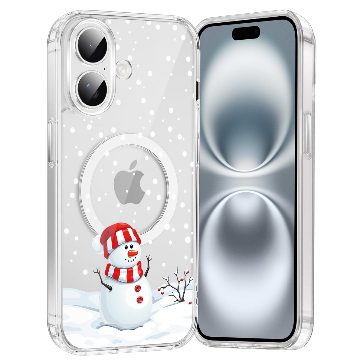 Merry Christmas Snowflake Phone Case for iPhone 13 / iPhone 14 Xmas Clear Magnetic Case 6.1", Compatible with Magsafe, Cute Winter Pattern Design Cover Shockproof Soft TPU Funda for Girl Women