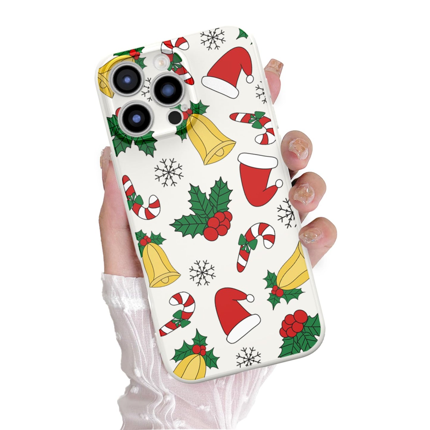 Christmas Case for iPhone 13 Case Cute Xmas Merry Christmas Tree Gingerbread Man Pattern Santa Holiday Aesthetic Gifts Girly Girls Women Kids Soft TPU Protective Cover, Beige