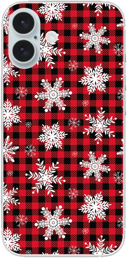 Blingy's for iPhone 16 Case, Fun Christmas Style with Snowflakes Pattern Holiday Plaid Design Soft TPU Protective Case (6.1 inch) (Plaid Snowflakes) Multicolor
