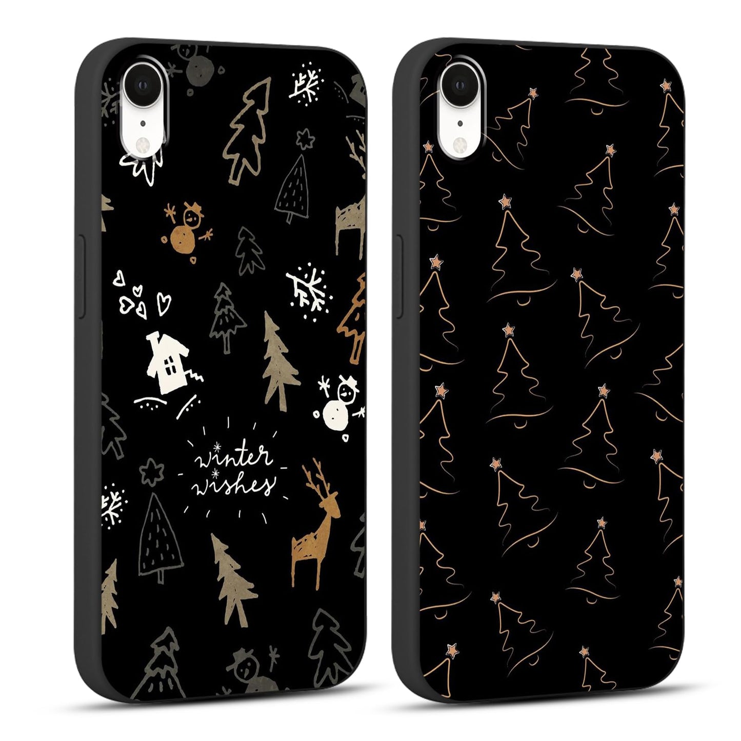 2 Pack Merry Christmas Phone Case for iPhone 13 / iPhone 14 6.1", Cute Red Christmas Truck Car Tree Candy Snowflake Pattern Case Anti-Scratch Shockproof Soft Silicone Gifts Girl Women Cover