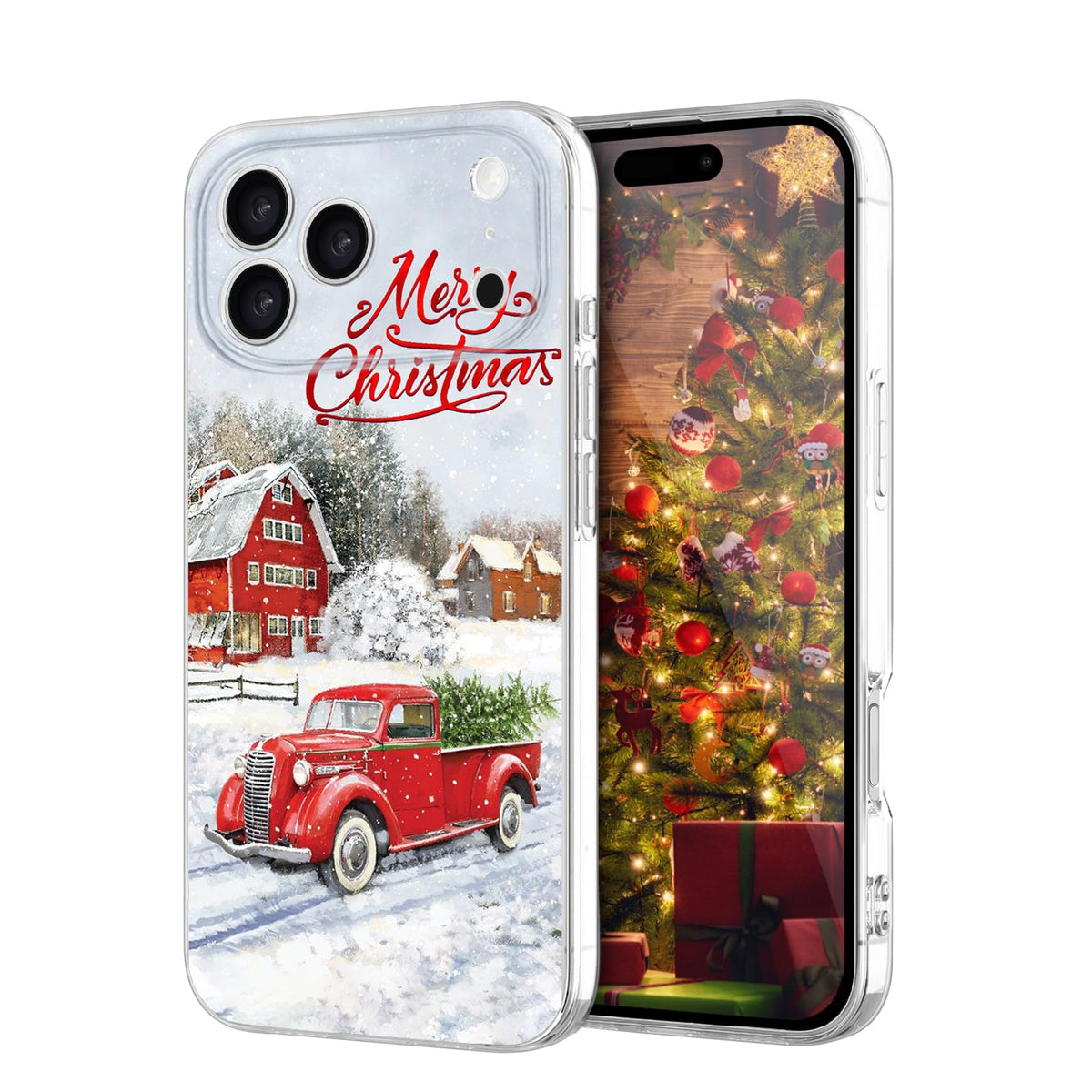 Newseego for iPhone 16 Case, Cute Red Car Pattern Merry Christmas Phone Case for Women Girls Children Anti-Yellow Soft TPU Bumper Shockproof Protective Cover for iPhone 16