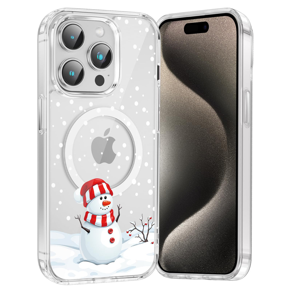 Merry Christmas Snowflake Phone Case for iPhone 13 / iPhone 14 Xmas Clear Magnetic Case 6.1", Compatible with Magsafe, Cute Winter Pattern Design Cover Shockproof Soft TPU Funda for Girl Women
