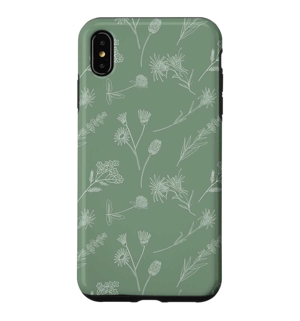 Leaves Botanical Plant Line Art Sage green Wildflower Floral Case for iPhone 16 Pro Max