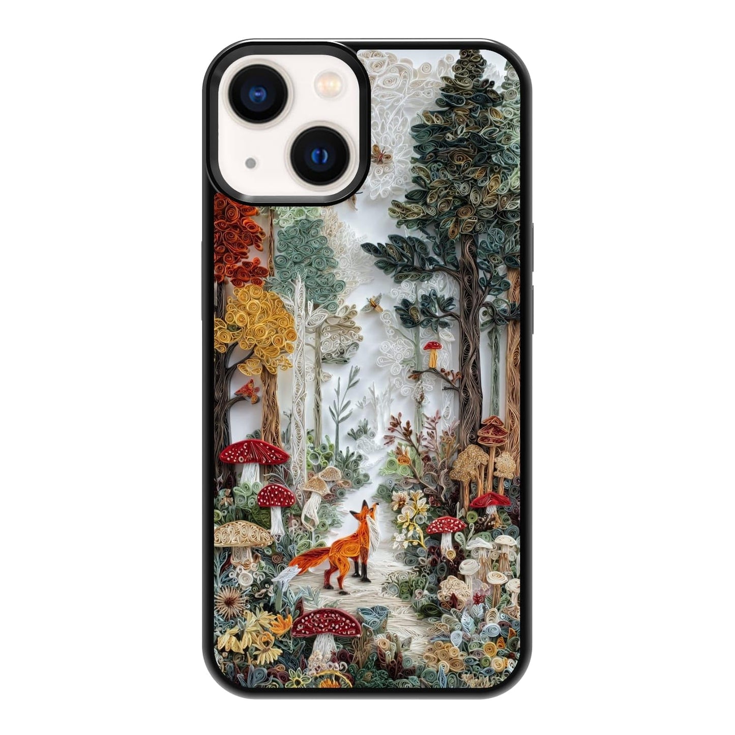 Dark Botanical Wildflower Forest Green Leaf White Blossom Nature Art Phone Case, Shockproof Protective Cover for iPhone 11 12 13 14 15 16 17 Pro Max Plus Mini XR 7 8 SE