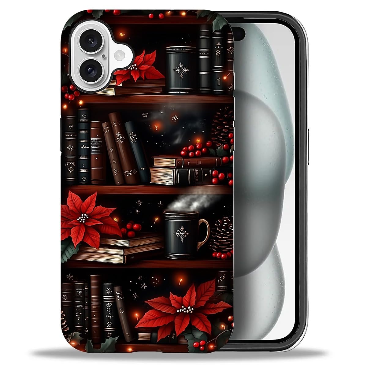 Case for iPhone 17,Drop Protection Hybrid 2-Layer Hard Phone Cover-Vintage Christmas Stamps Collage