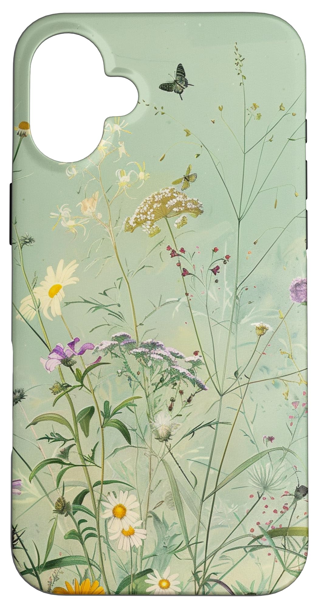 Sage Green Boho Botanical Wildflowers Plants Case for iPhone 16 Pro Max