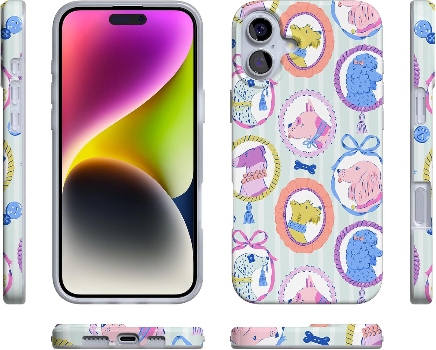 Casely iPhone 16 Case | Chateau Pups | French Dog | Compatible with MagSafe | Classic Ultra Slim Design