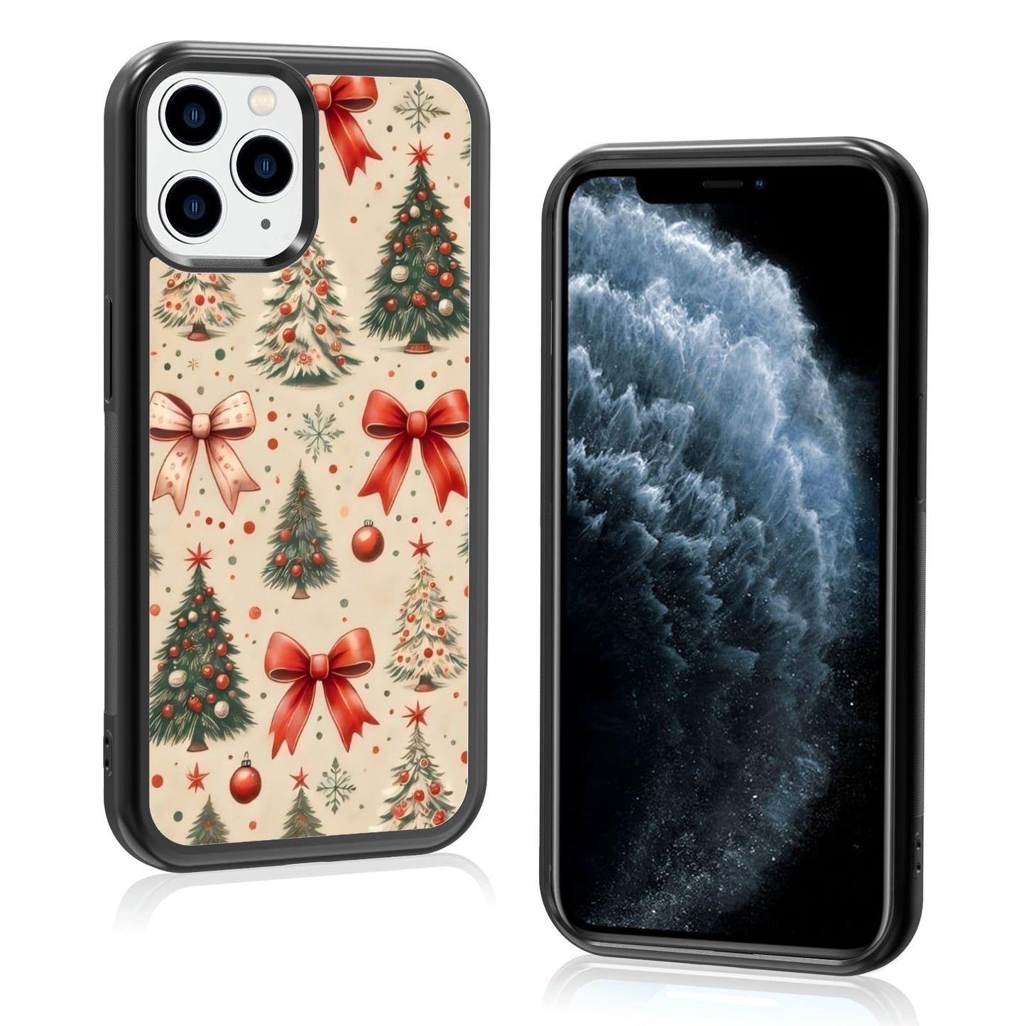 Cute Christmas Tree Bow Phone Case: Kawaii Winter Non-Slip Design Compatible with iPhone 13./14 Case for Women & Girl（14）