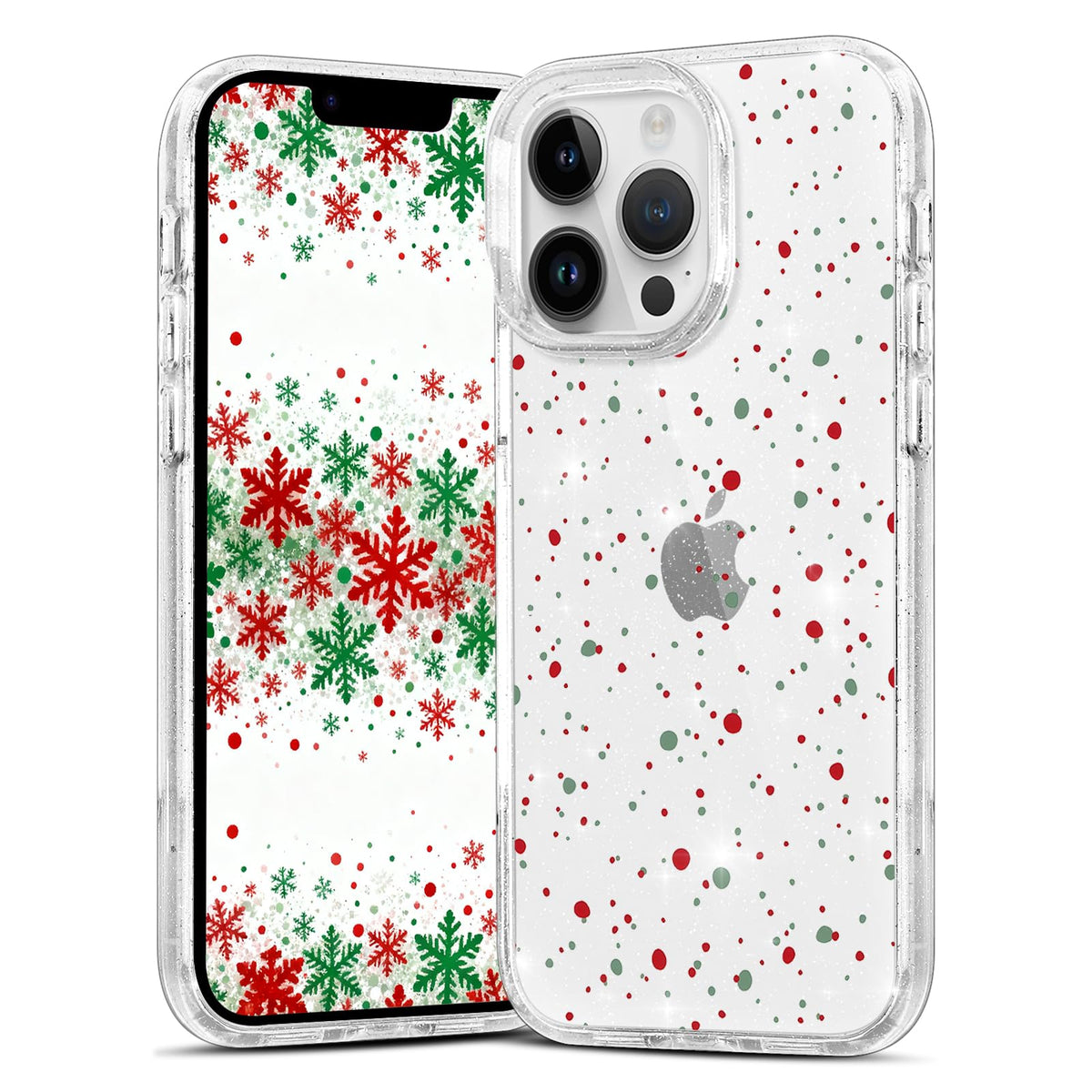 Christmas Phone Case for iPhone 13 6.1", Cute Glitter Christmas Tree Candy Snowflake Pattern, Preety Bling Sparkle Soft TPU Anti-Scratch Shockproof Protective Cover for Women Girls