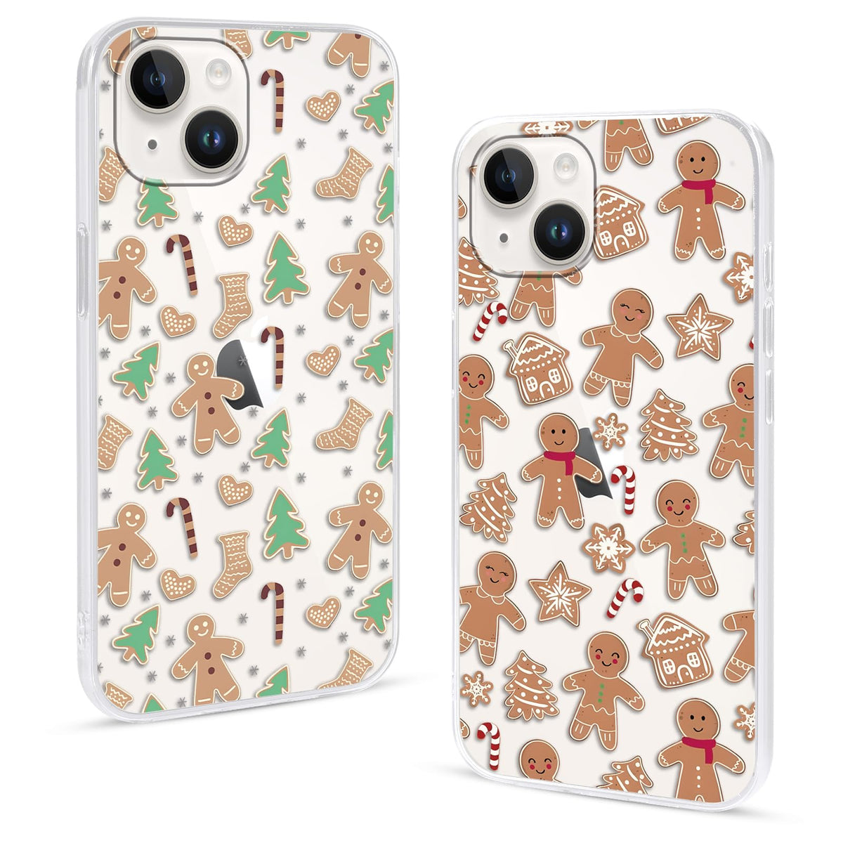 2 Pack Christmas Phone Case for iPhone 16 6.1'', Cute Christmas Tree Pattern Gifts Case with Gingerbread Canes Design Soft TPU Anti-Fall Protective Slim Shockproof Cover for Girl Women Men