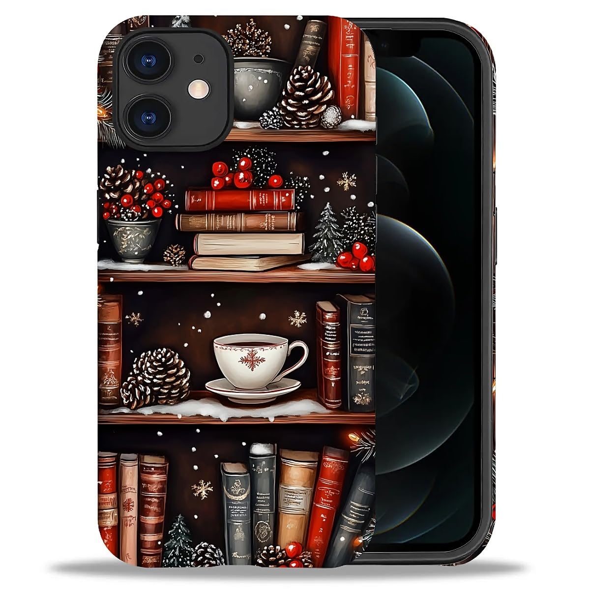Case for iPhone 17,Drop Protection Hybrid 2-Layer Hard Phone Cover-Vintage Christmas Stamps Collage