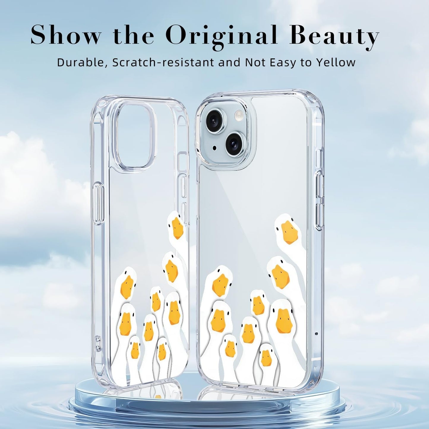 JOYLAND Funny Goose Case for iPhone 15 Cartoon Animal Cute Design Clear Cell Phone Case Acrylic Hard Back Slim Cover Shockproof Protective Cover for iPhone 15 6.1 Inch