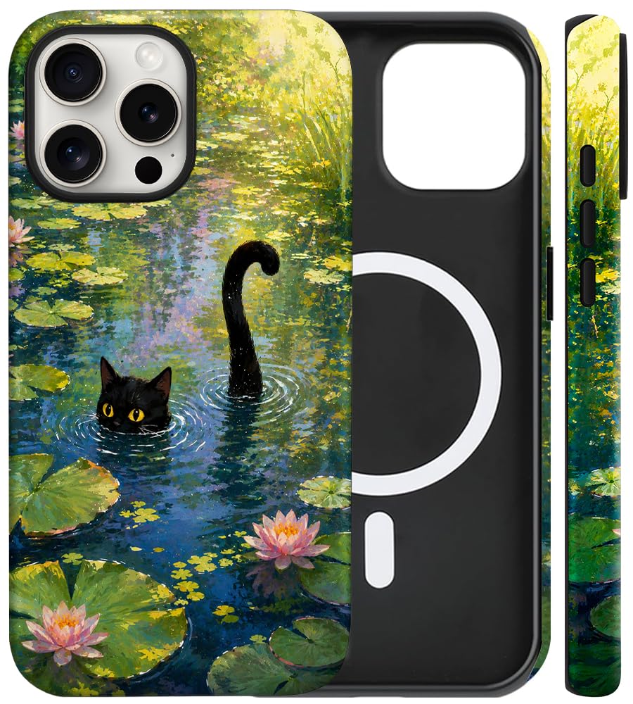 Magnetic for iPhone 13/14 Case Cute Cat Phone Case, Apricot | Shockproof Slim TPU and Hard PC Protective Phone Cover Compatible with MagSafe Designed for Women Girls Gift