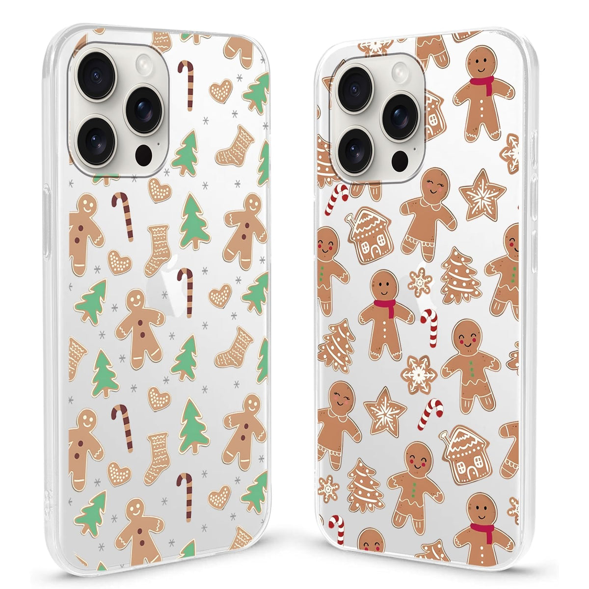 2 Pack Christmas Phone Case for iPhone 16 6.1'', Cute Christmas Tree Pattern Gifts Case with Gingerbread Canes Design Soft TPU Anti-Fall Protective Slim Shockproof Cover for Girl Women Men