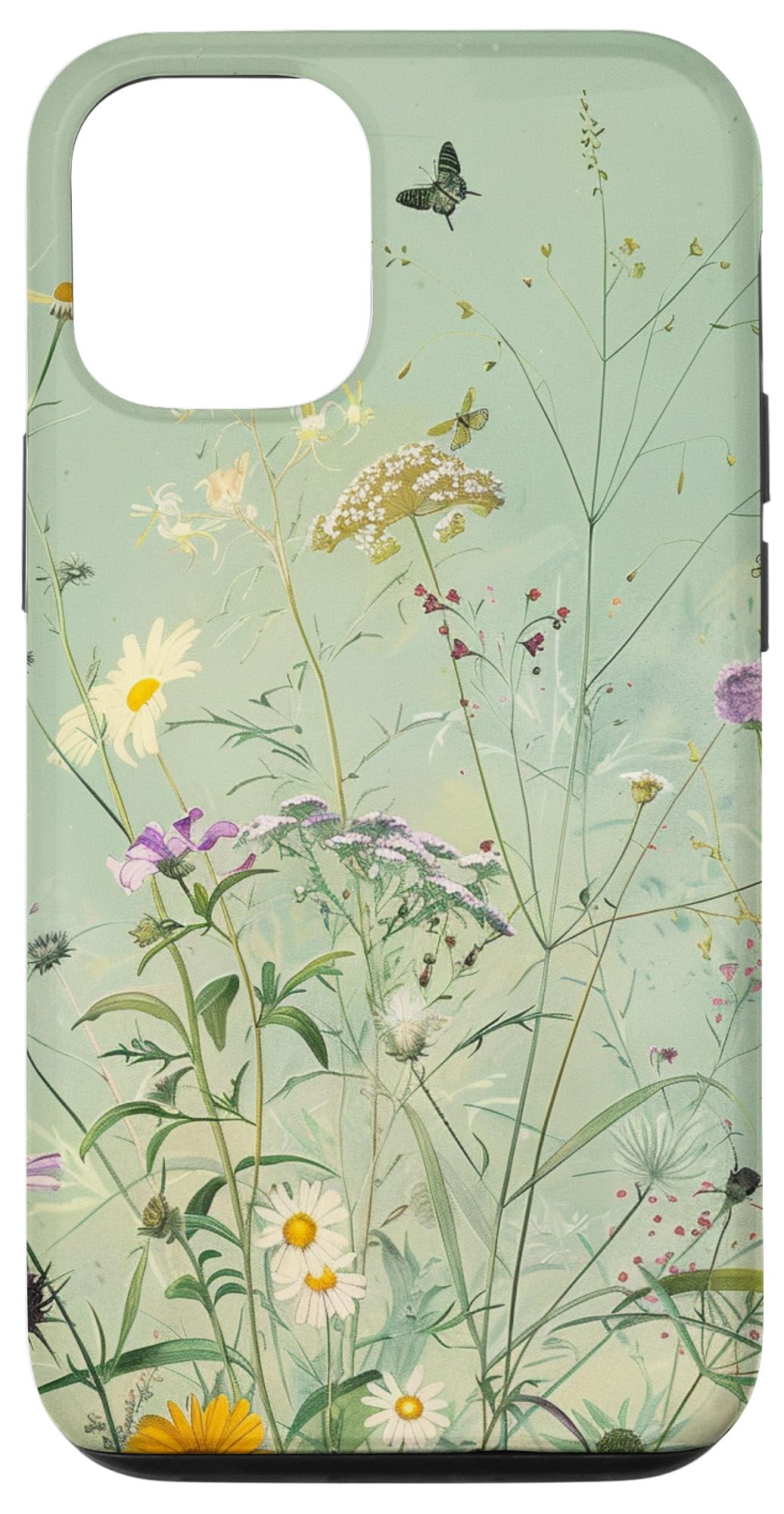 Sage Green Boho Botanical Wildflowers Plants Case for iPhone 16 Pro Max
