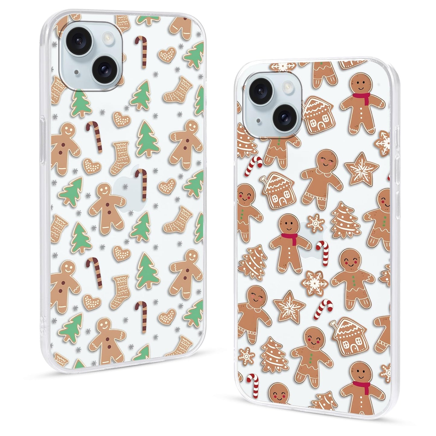 2 Pack Christmas Phone Case for iPhone 16 6.1'', Cute Christmas Tree Pattern Gifts Case with Gingerbread Canes Design Soft TPU Anti-Fall Protective Slim Shockproof Cover for Girl Women Men