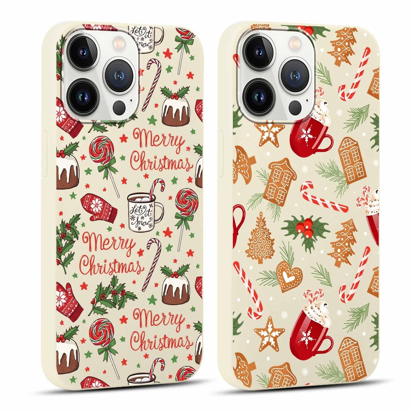 2 Pack Merry Christmas Phone Case for iPhone 16 6.1", Cute Xmas Christmas Tree Pattern Case with Candy Design Christmas Decorations Gifts Shockproof Soft Silicone Cover for Girl Women