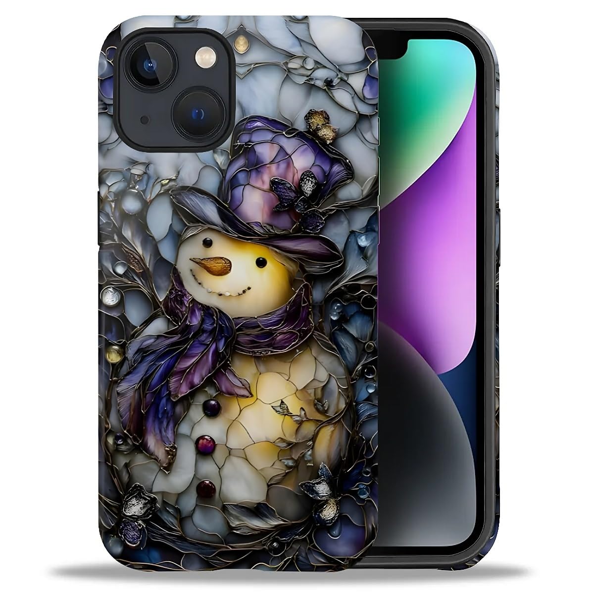 Case for iPhone 17,Drop Protection Hybrid 2-Layer Hard Phone Cover-Vintage Christmas Stamps Collage