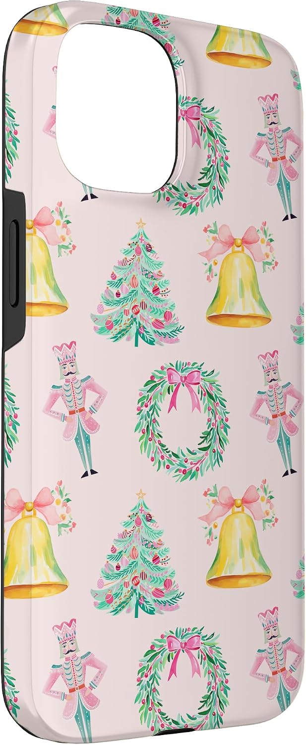 Preppy Pink Christmas Nutcracker Print Case for iPhone 15