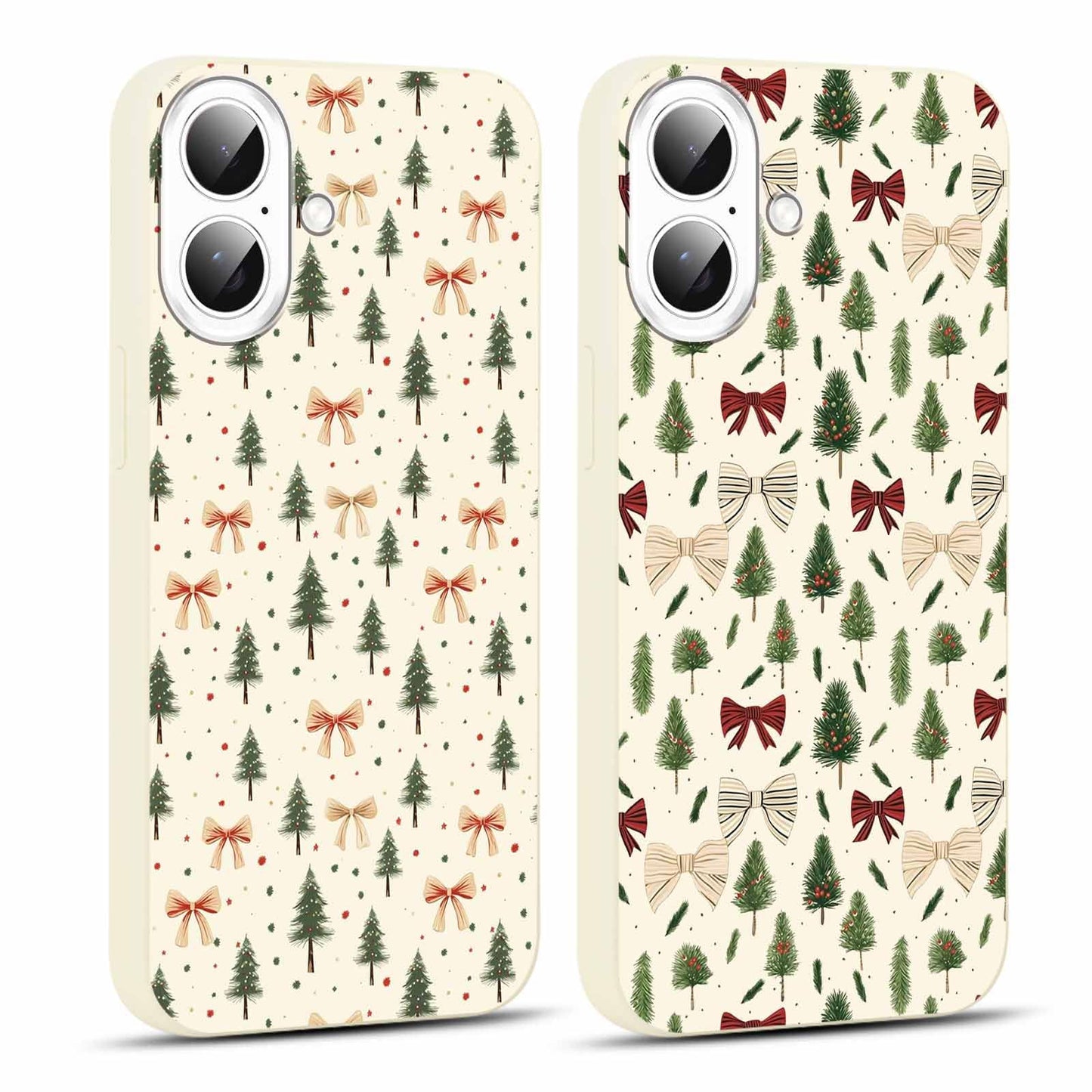 2 Pack Merry Christmas Phone Case for iPhone 16 6.1", Cute Xmas Christmas Tree Pattern Case with Candy Design Christmas Decorations Gifts Shockproof Soft Silicone Cover for Girl Women