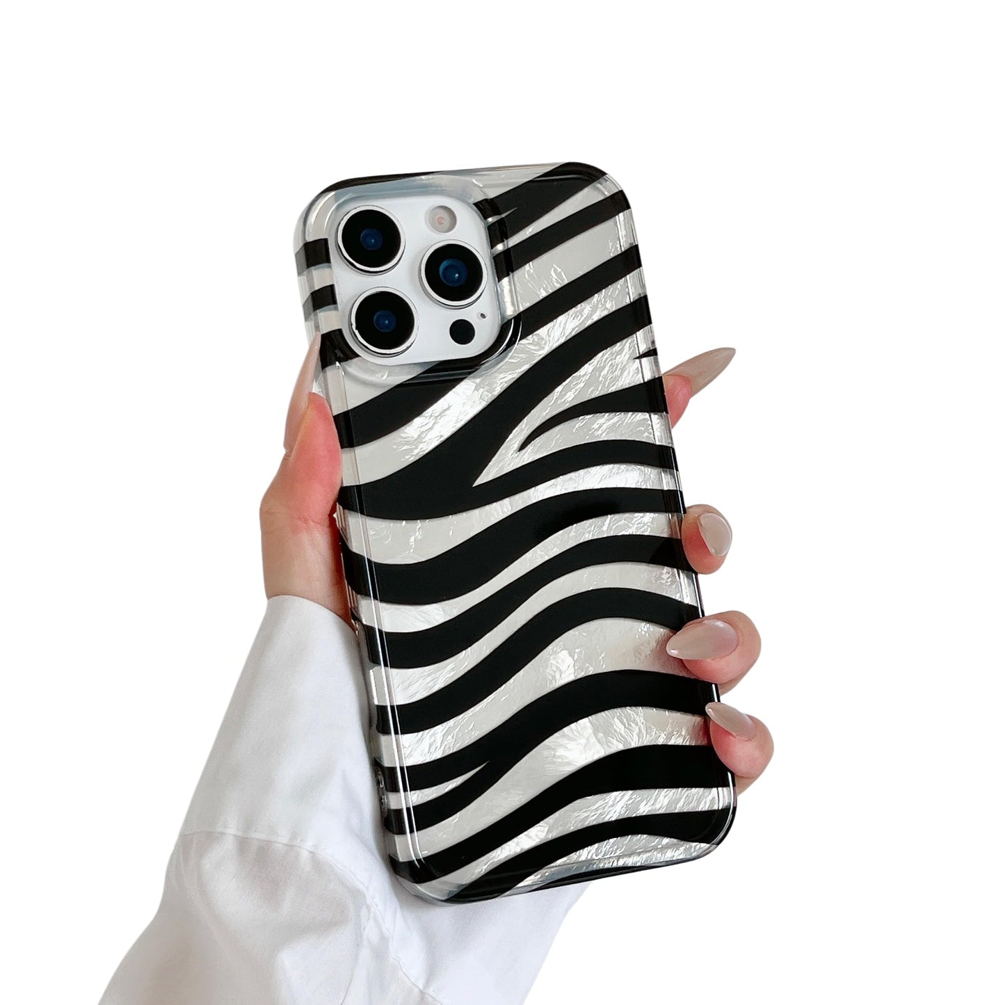 for iPhone 17 Pro Glitter Leopard Print Phone Case, Sparkly Cheetah Animal Pattern Clear Soft TPU Shockproof Protective Cover for Women Girls (Zebra Stripe, for iPhone 17 Pro)
