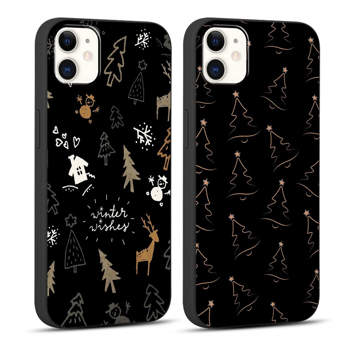 2 Pack Merry Christmas Phone Case for iPhone 13 / iPhone 14 6.1", Cute Red Christmas Truck Car Tree Candy Snowflake Pattern Case Anti-Scratch Shockproof Soft Silicone Gifts Girl Women Cover