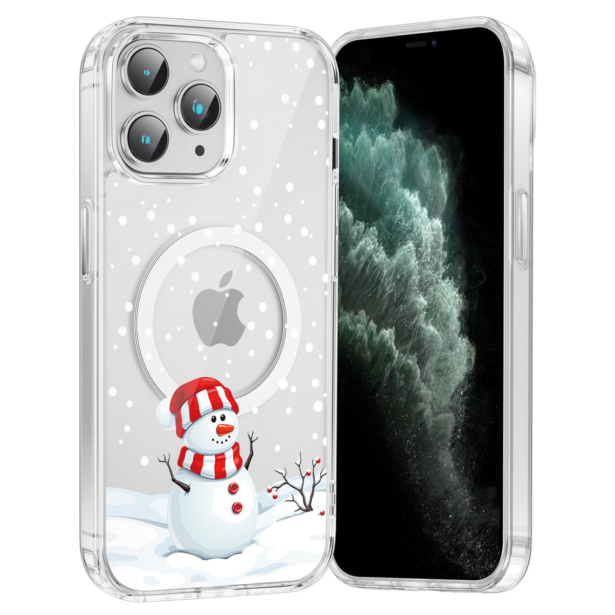 Merry Christmas Snowflake Phone Case for iPhone 13 / iPhone 14 Xmas Clear Magnetic Case 6.1", Compatible with Magsafe, Cute Winter Pattern Design Cover Shockproof Soft TPU Funda for Girl Women