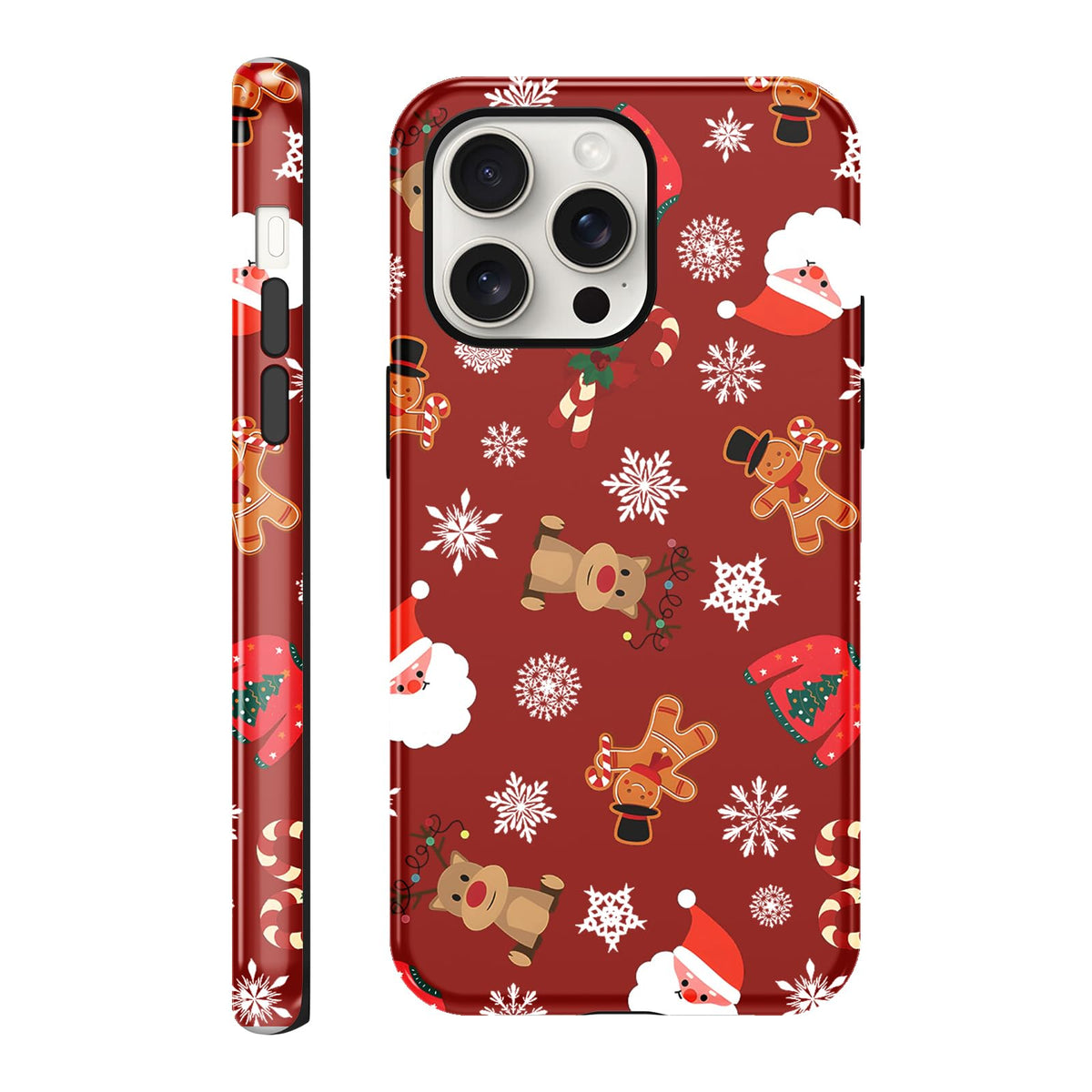Merry Christmas Phone Case for iPhone 13/14, Cute Case with Candy Gingerbread Man Pattern, Hybrid Durable Shockproof Soft Silicone Cover for Girl Women Men Boys