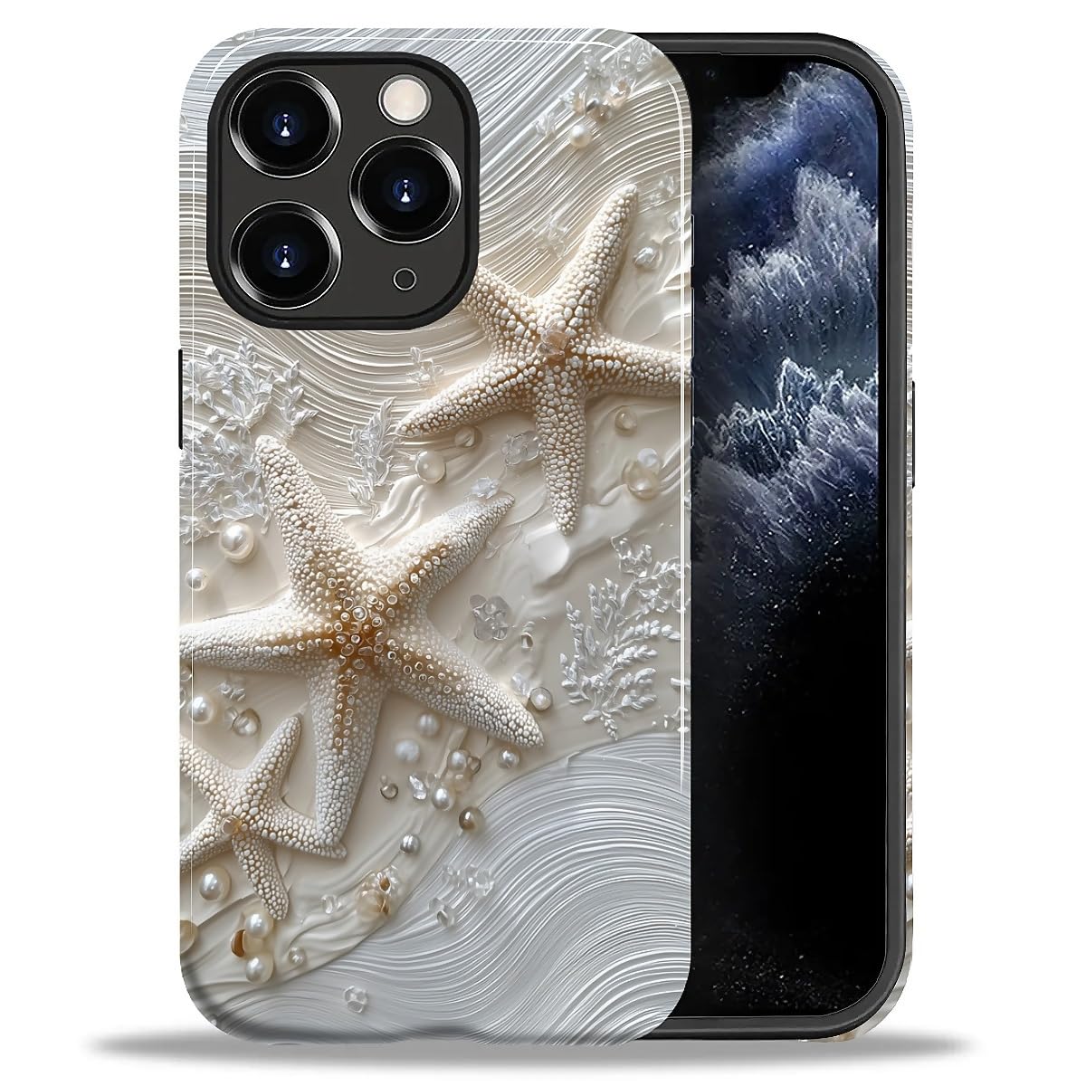 DAIZAG Case for iPhone 13 iPhone 14, Christmas Coffee Snowflake Cane Full-Body Design Hybrid Dual Protection Soft TPU + Hard PC, Shockproof Scratch-Resistant Protective Cover Phone Case for Men Women