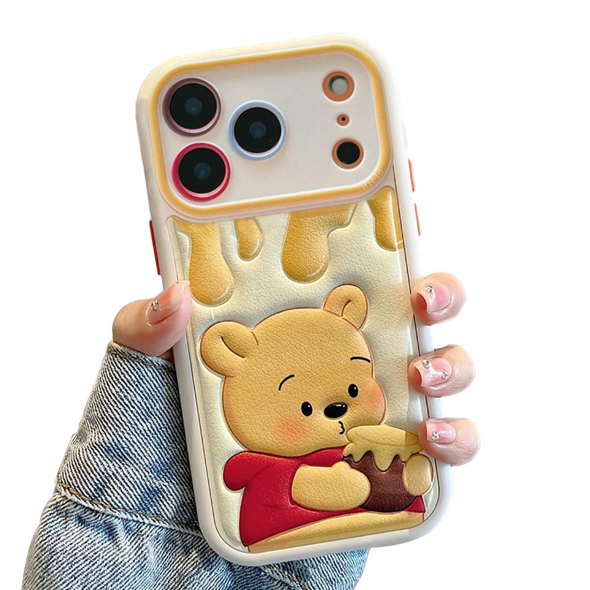 Compatible with iPhone 17 Cute Case, Kawaii Phone Case TPU Leather Cute Bear Cartoon case Soft Rubber Shockproof Protective for iPhone 17 Case Cover for Women Girls