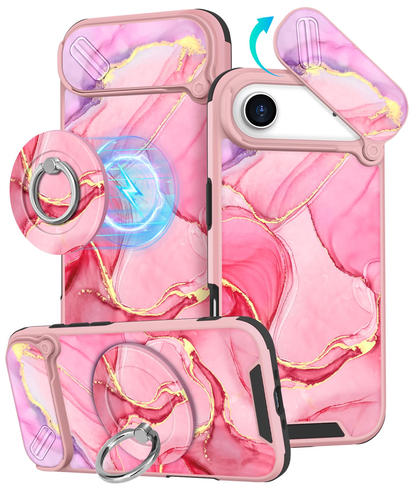 Buleens for iPhone 17 Pro Max Case 6.9 Inch - with Ring Stand & Camera Cover Aesthetic Cute Designed for Women Girls Girly Cartoon Kawaii Dogs Phone Case for iPhone 17 Pro Max Compatible with Magsafe