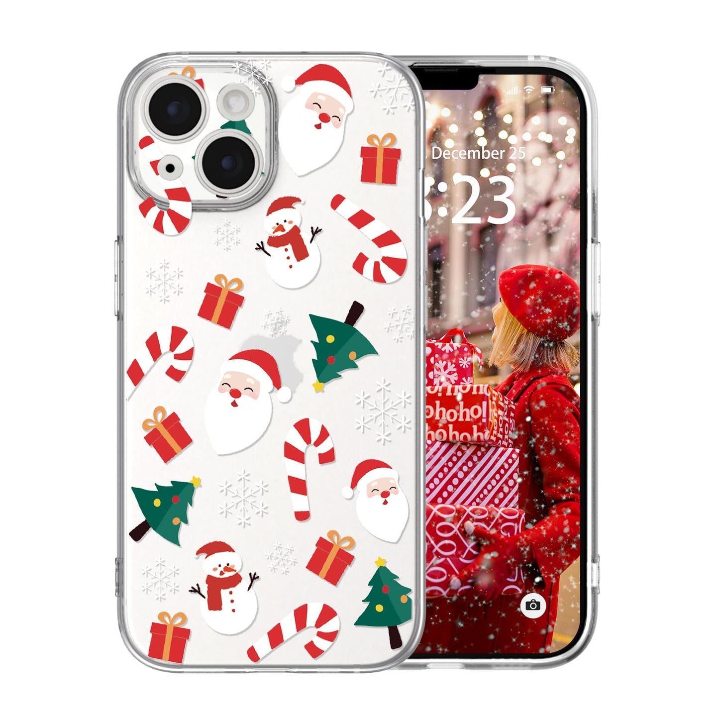 for iPhone 16 Christmas Case Cute Xmas Tree Clear - Gingerbread Man | Xmas Santa Girly Women Girls Kids Snowflakes Candy Winter Holiday Festival Gifts Trendy Soft Protective Cover