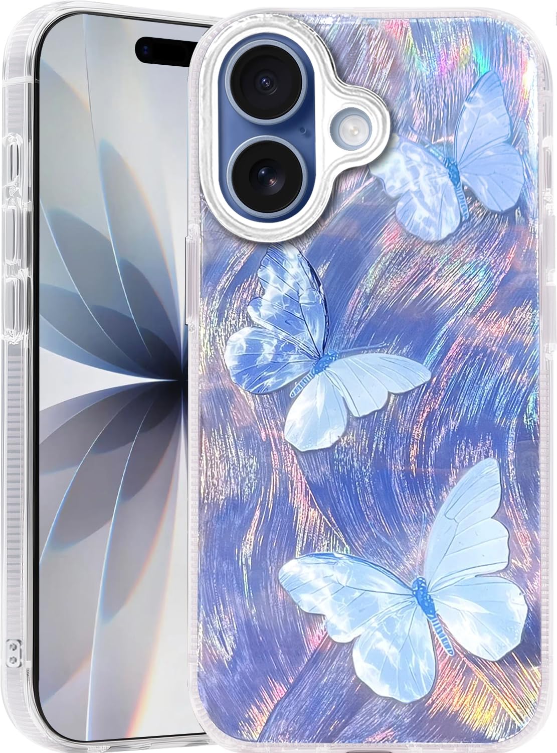 Compatible with iPhone 17 Pro Case,with [Soft Slim][Camera Protection] Cute Fishing Cats Shiny Aesthetic Phone Cover Anti-Yellowing Shockproof Protective Cover for Women Girl