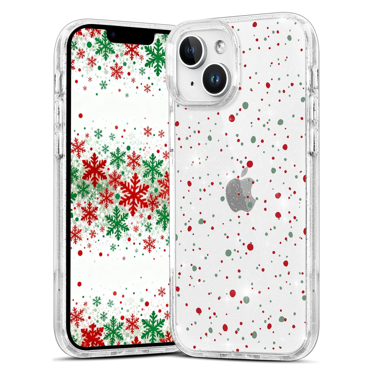 Christmas Phone Case for iPhone 13 6.1", Cute Glitter Christmas Tree Candy Snowflake Pattern, Preety Bling Sparkle Soft TPU Anti-Scratch Shockproof Protective Cover for Women Girls