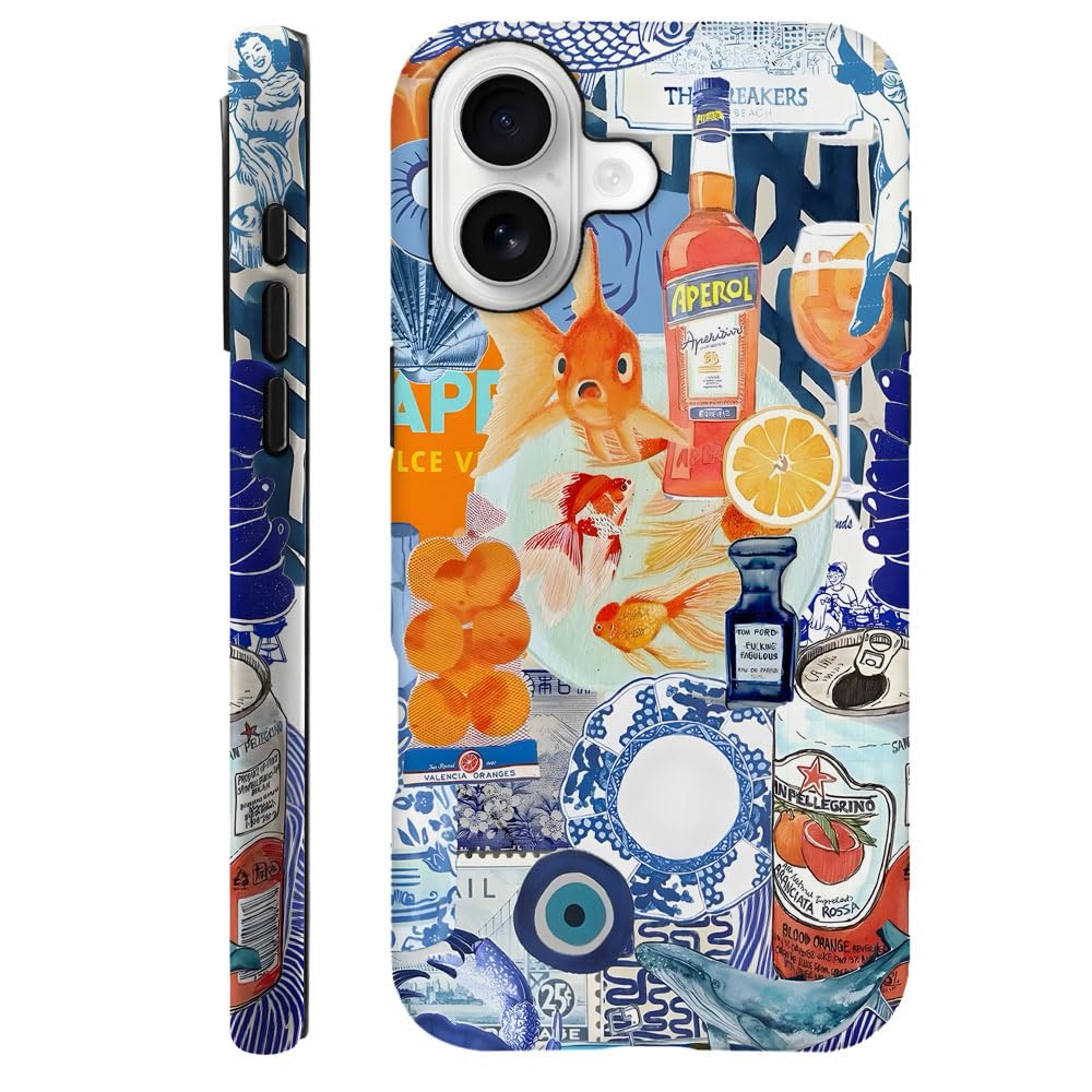 Case Compatible with iPhone 17 Pro,Fall Prevention Hybrid 2-Layer Hard Shell Phone Cover for Girls Boys,Collage European Disco