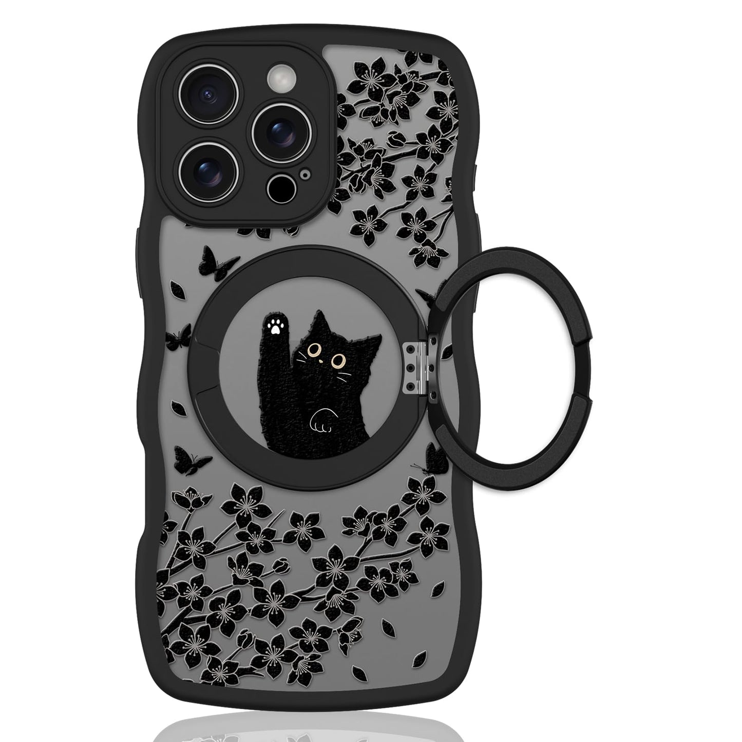 Cute Magnetic Case for iPhone 14 Case, Black Cats Pattern | Compatible with MagSafe, Soft Bumper Hard Back Kawaii Animal Aesthetic Protective Phone Cover Design for Women Girls Boys