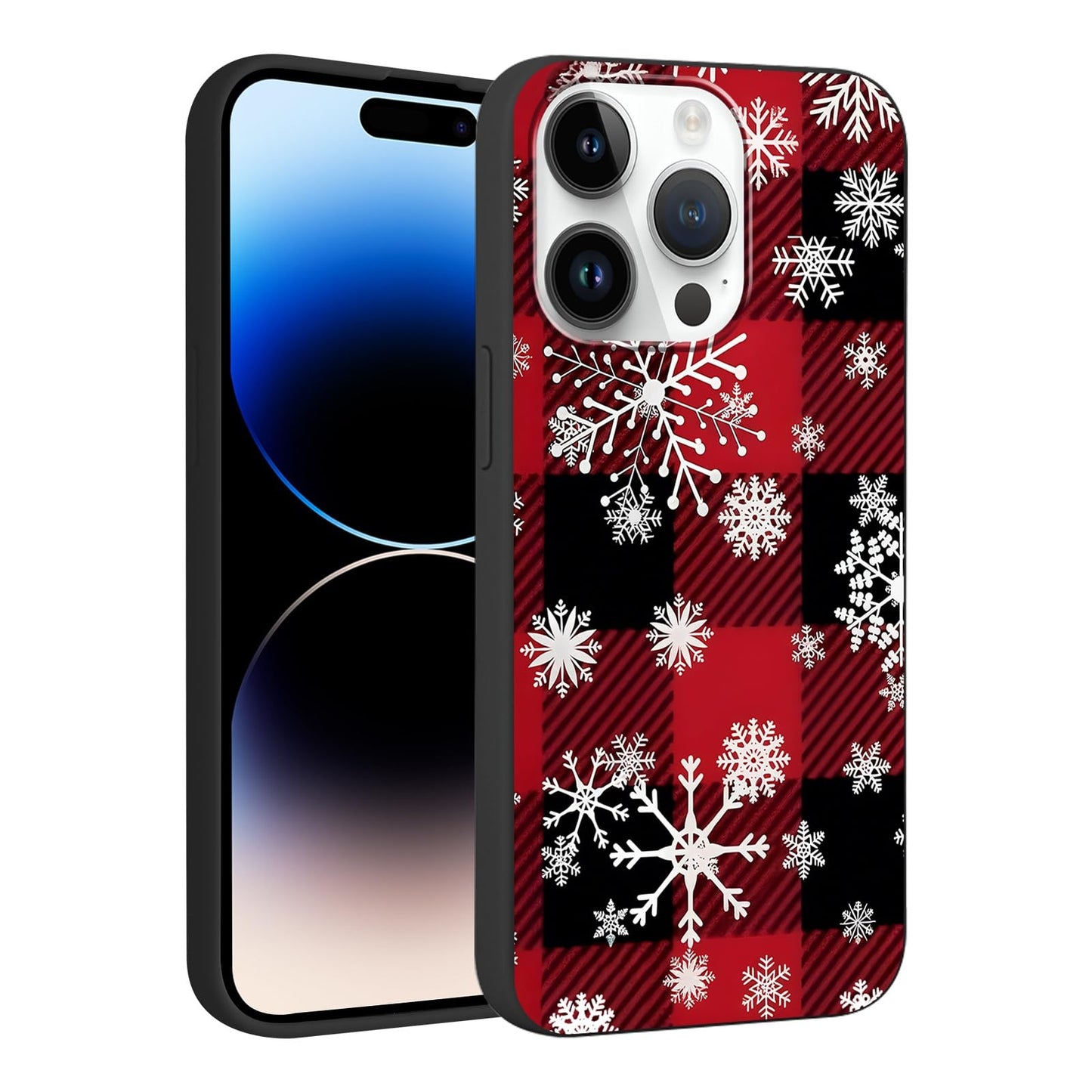Merry Christmas Plaid Checkered Phone Case for iPhone 11 6.1", Cute Xmas Case Red Grey Scottish Tartan Grid Stripe Pattern Design Cover Shockproof Soft Silicone Protective Funda for Girl Women