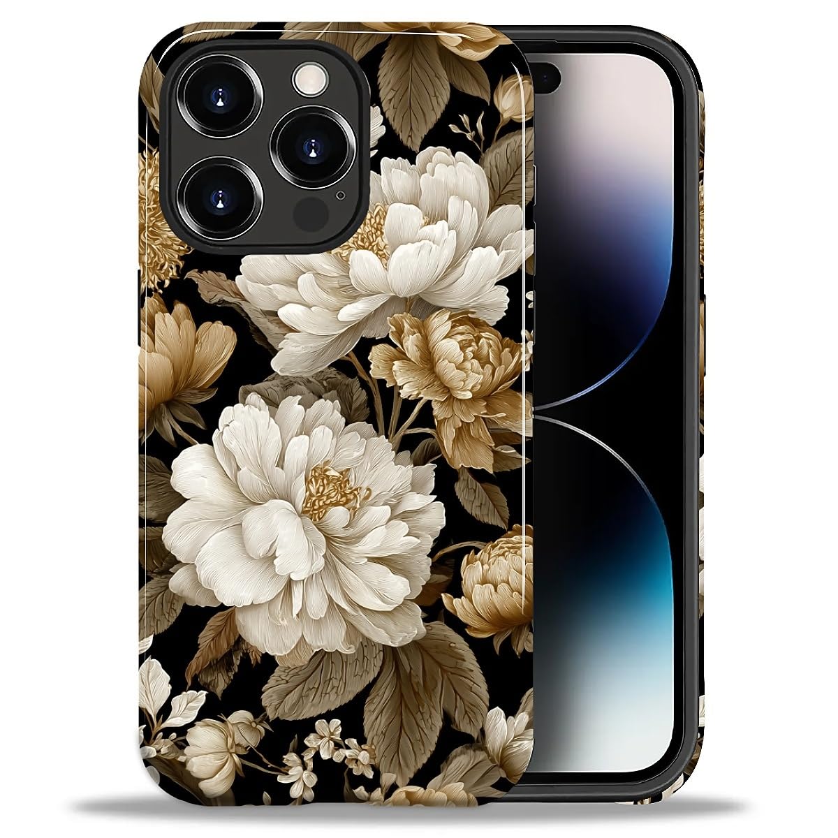 DAIZAG Case for iPhone 13 iPhone 14, Christmas Coffee Snowflake Cane Full-Body Design Hybrid Dual Protection Soft TPU + Hard PC, Shockproof Scratch-Resistant Protective Cover Phone Case for Men Women