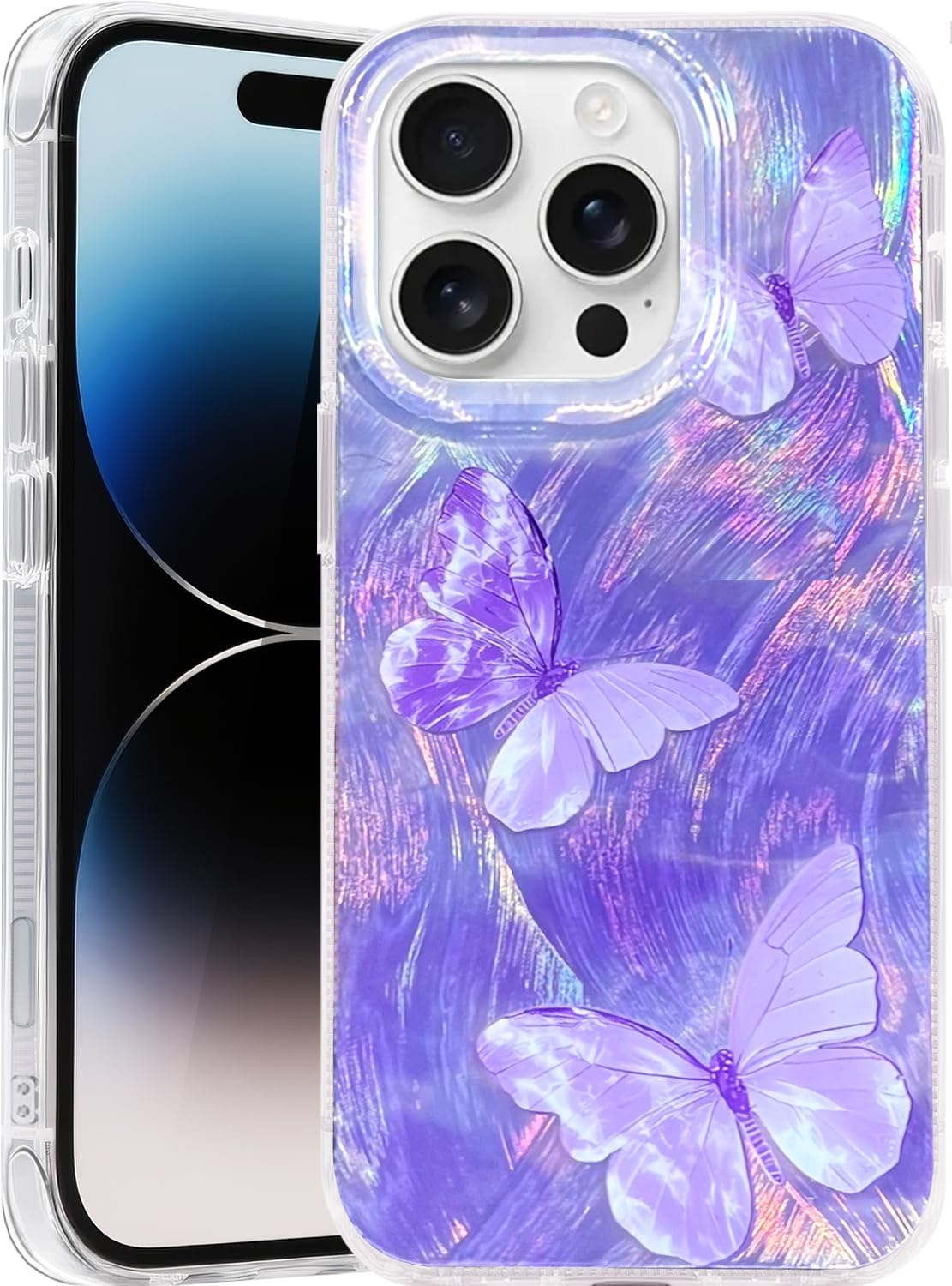 Compatible with iPhone 17 Case,with [Soft Slim][Camera Protection] Cute Fishing Cats Shiny Aesthetic Phone Cover Anti-Yellowing Shockproof Protective Cover for Women Girl