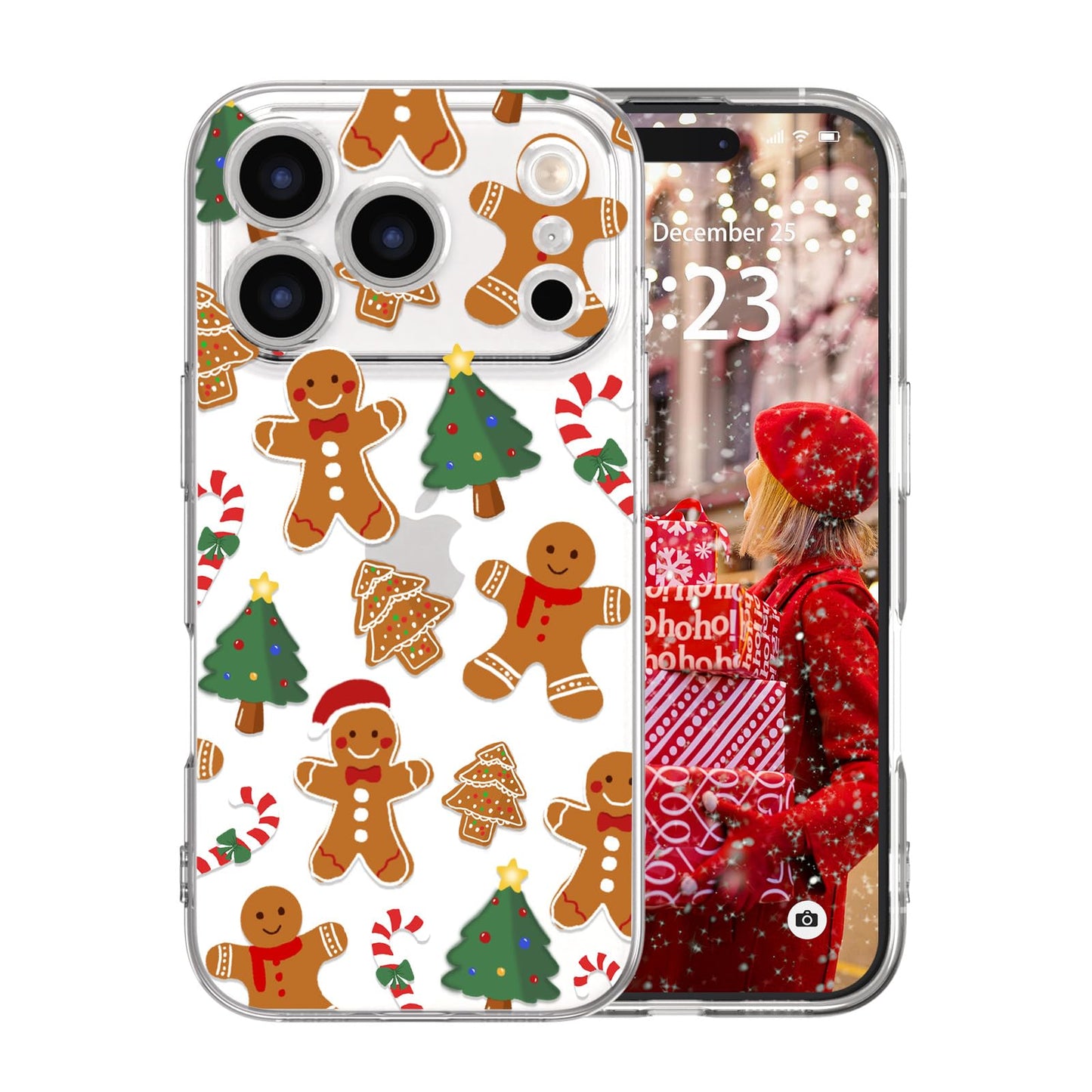 for iPhone 16 Christmas Case Cute Xmas Tree Clear - Gingerbread Man | Xmas Santa Girly Women Girls Kids Snowflakes Candy Winter Holiday Festival Gifts Trendy Soft Protective Cover